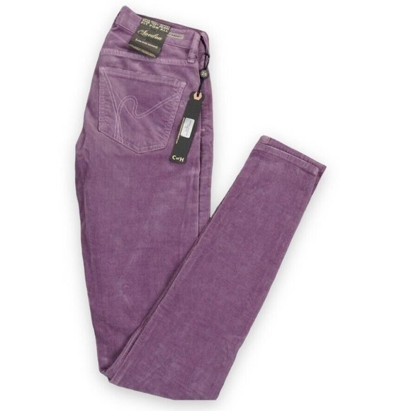 Citizens of Humanity Jeans Womens 26 Purple Avedon Skinny Legs Low Rise Corduroy - Picture 1 of 12